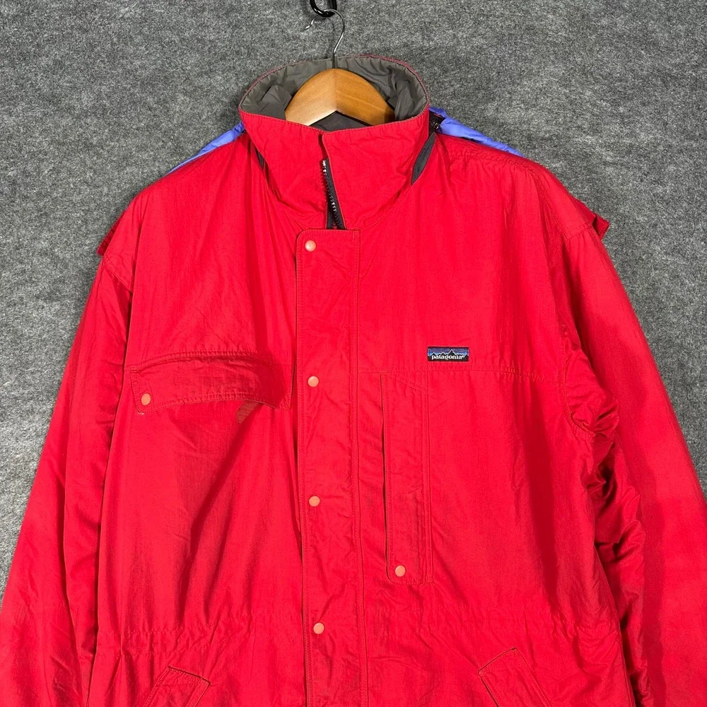 Patagonia Red Hooded Ski‎ Jacket Large Men's Winter Coat *Broken Zipper